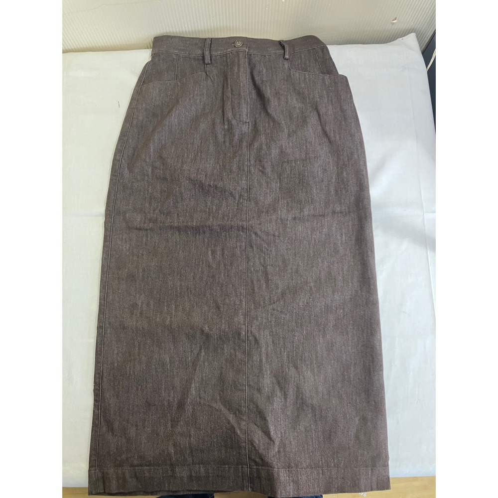 Christopher & Banks‎ Brown Stretch Cotton Maxi Skirt Womens 4 High Rise Straight
